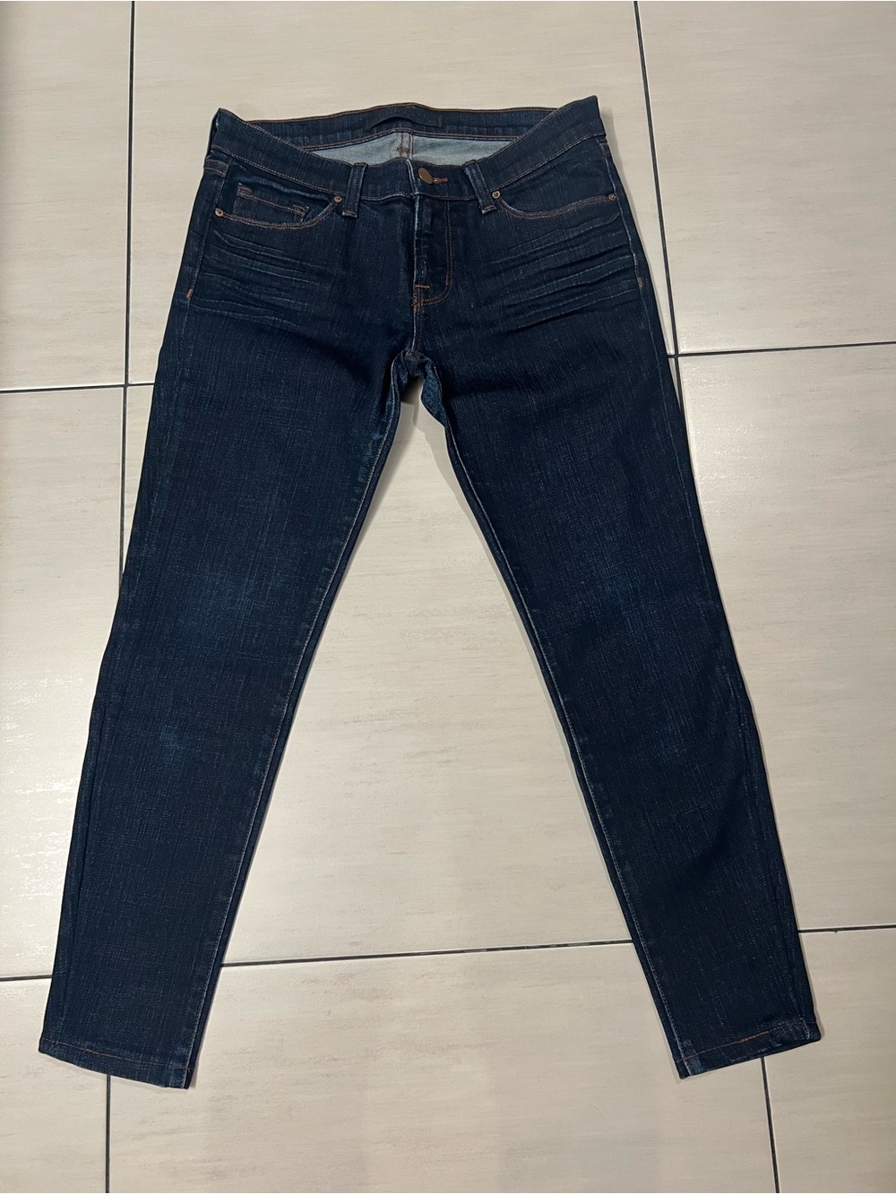 J Brand Mid-Rise Skinny Jeans in Dark Wash Blue Size 28